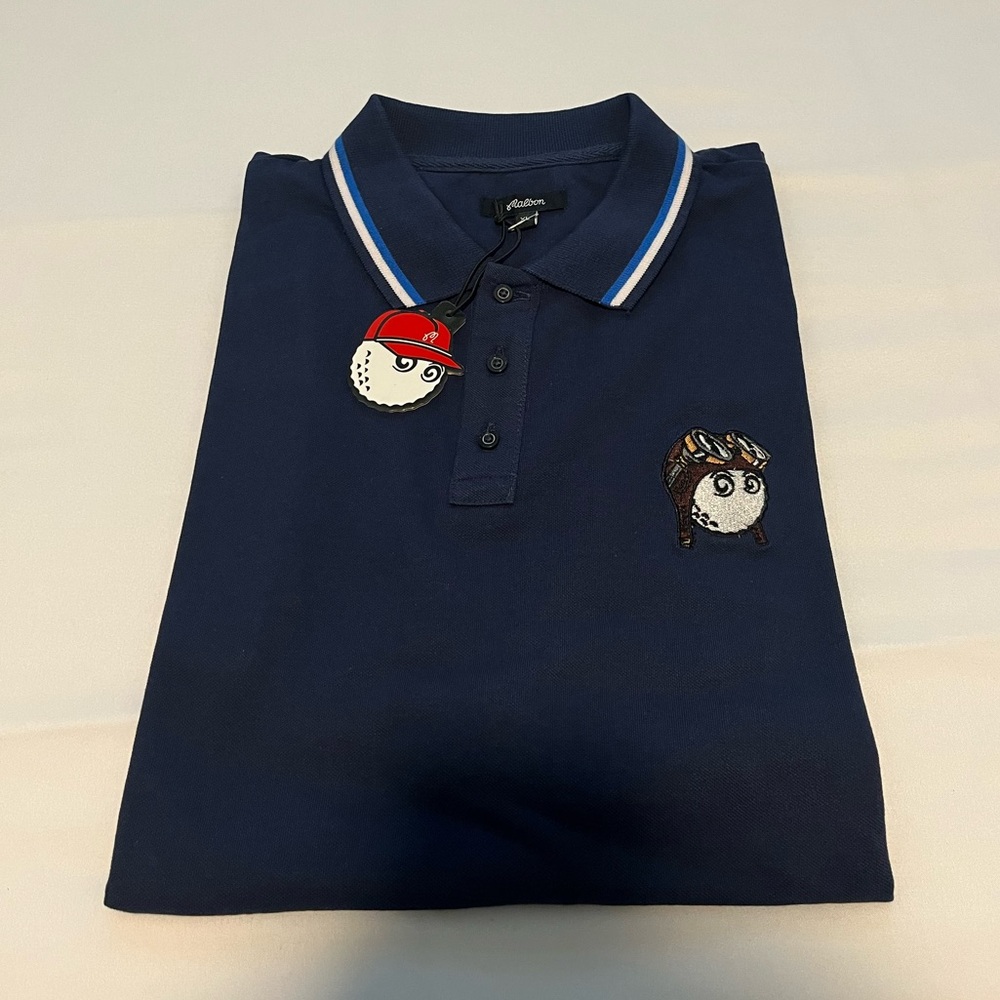 NEW Malbon X Wheels Up X Masters Golf Polo Dark Blue Men’s XLarge With Tags